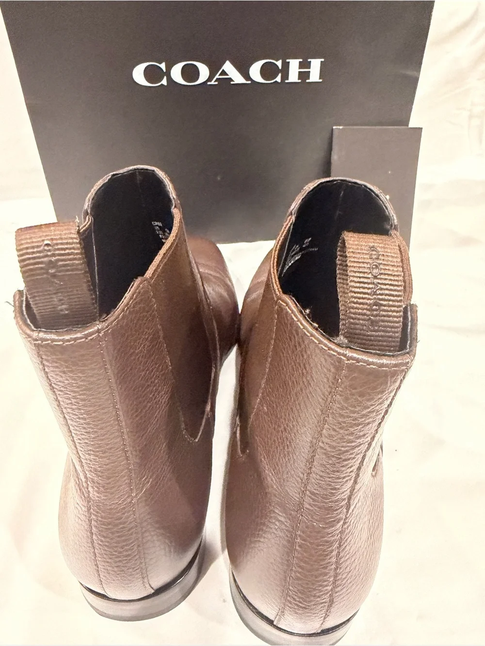 COACH Men’s Brown Pebbled Leather Chukka Chelsea Boots